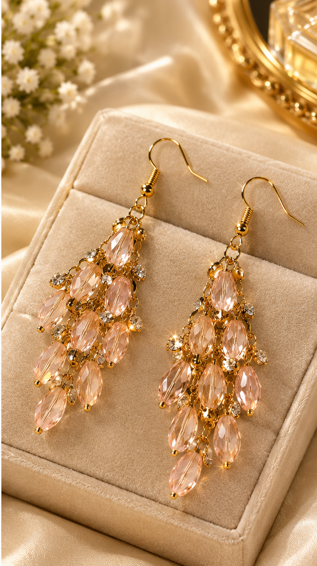 Blush Crystal Chandelier Earrings