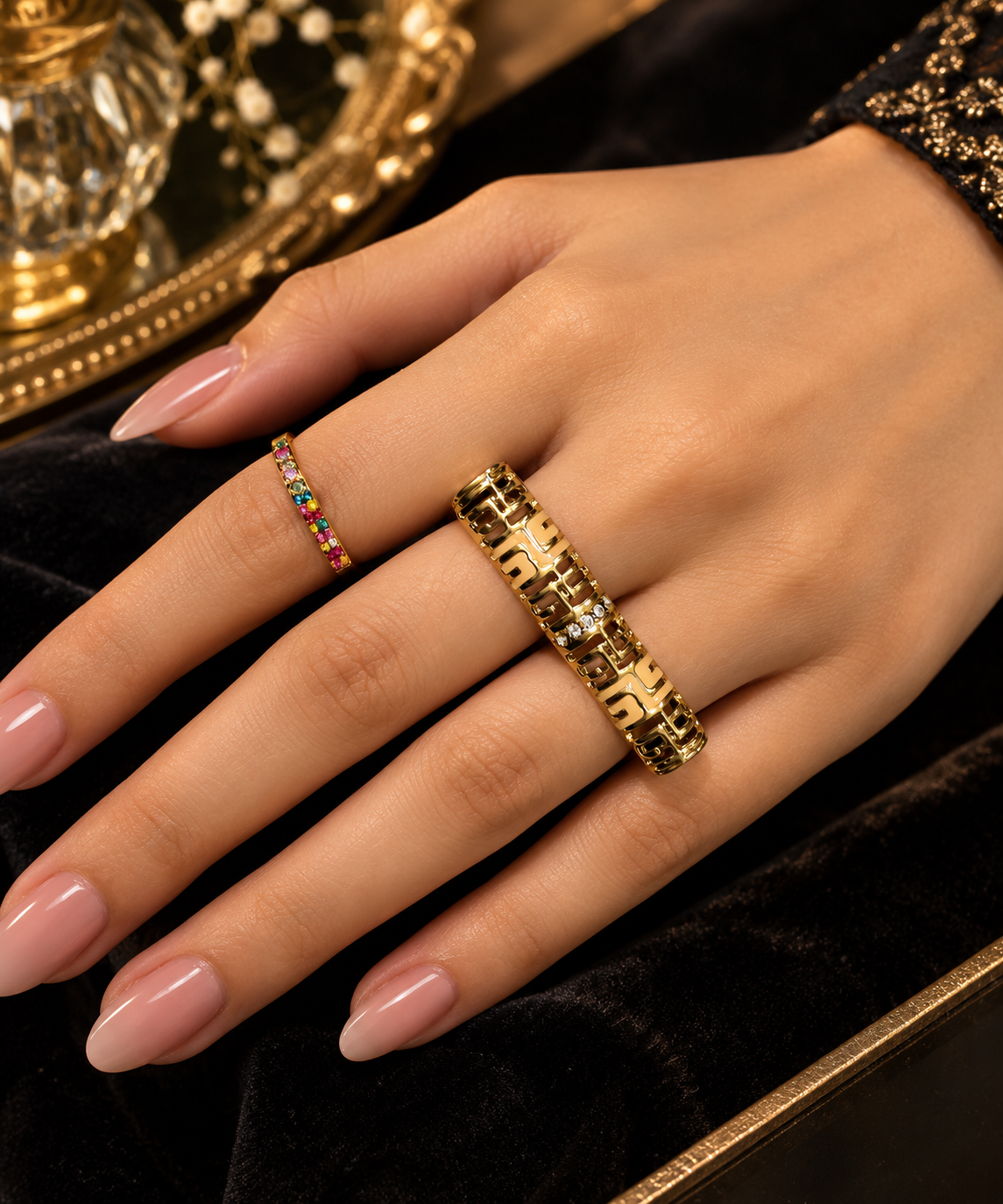 Golden Geometric Crystal Ring