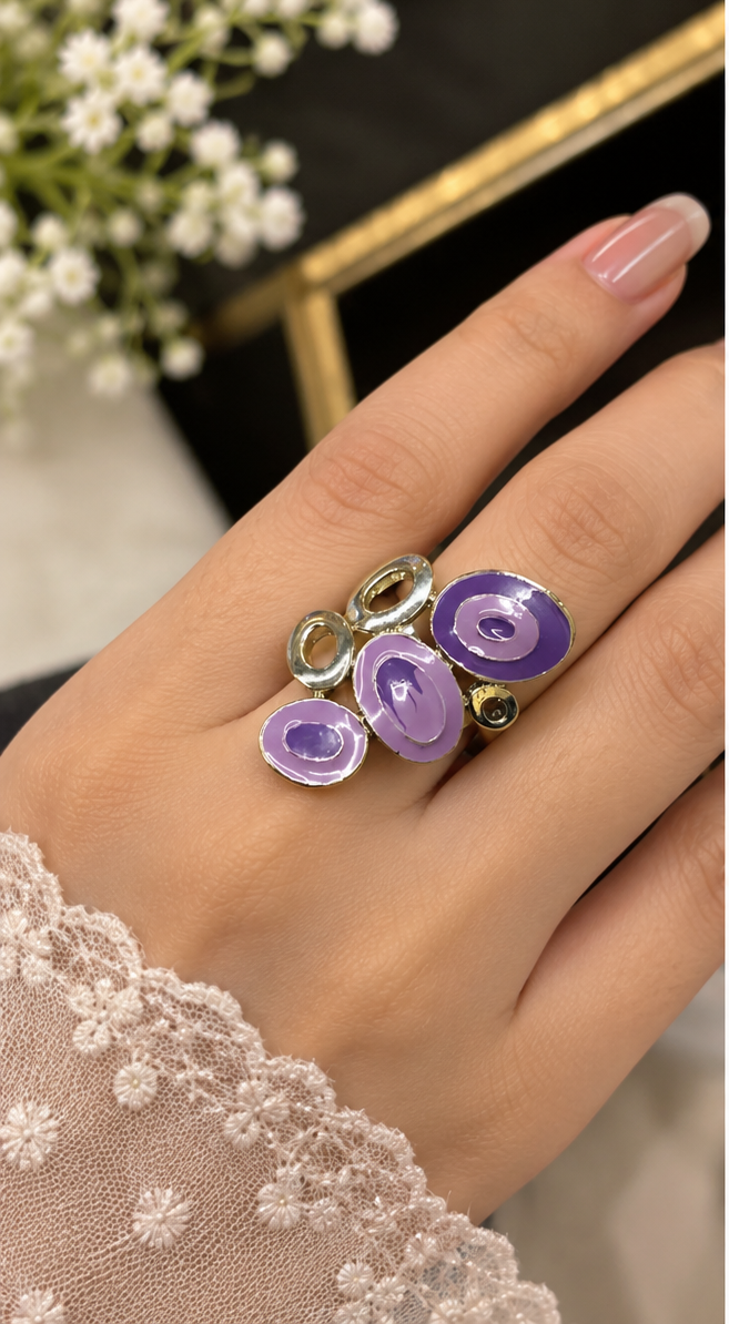Purple Abstract Statement Ring