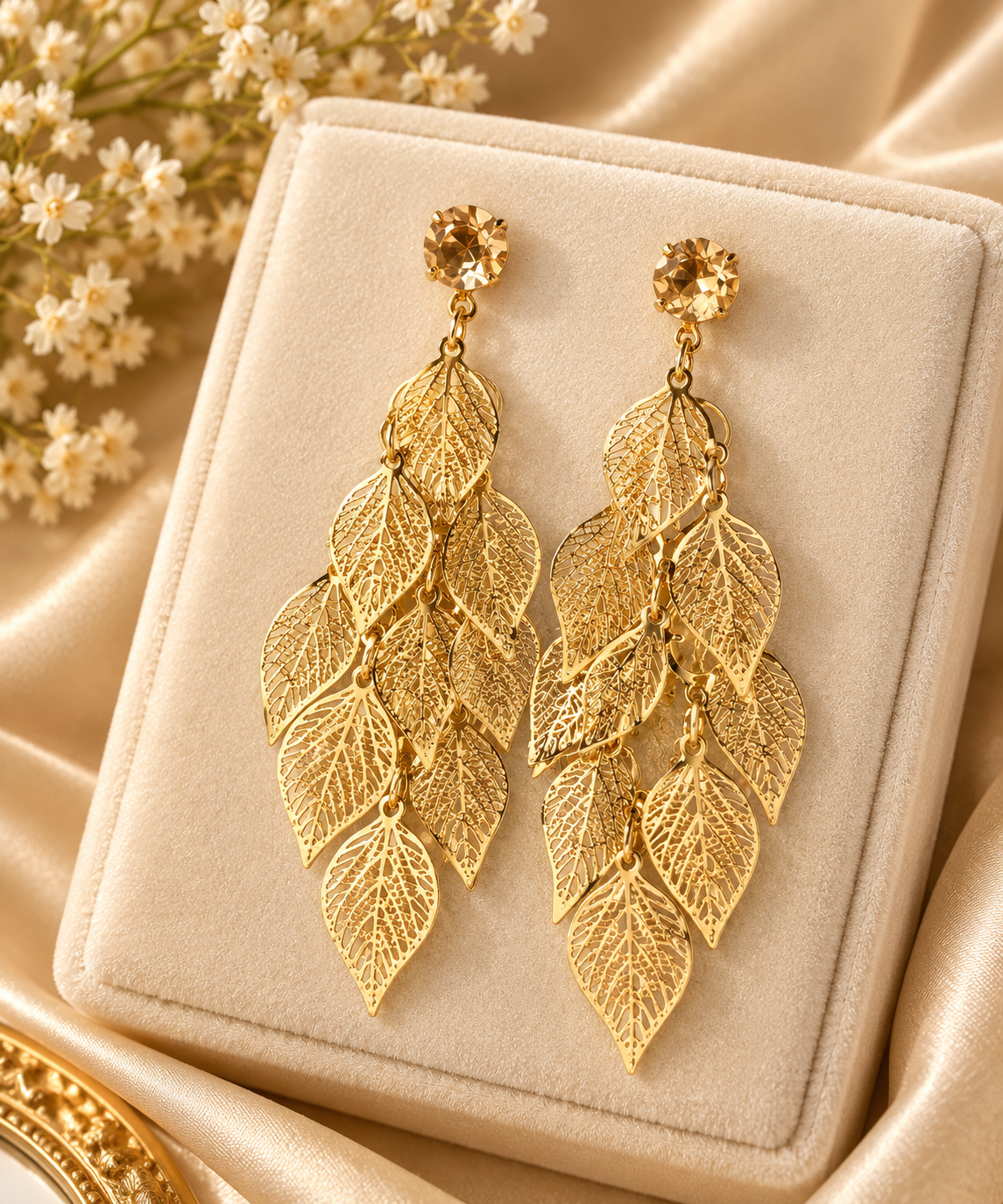 Golden Leaf Cascade Earrings