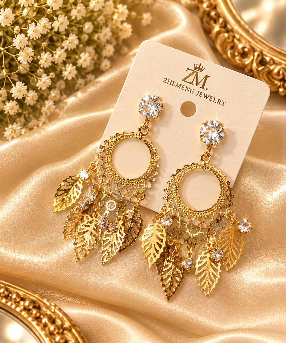 Golden Leaf Dreamcatcher Earrings ✨