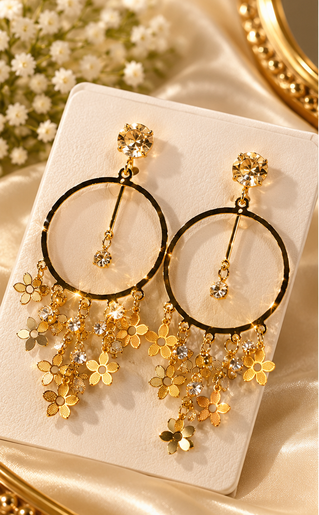 Floral Charm Hoop Earrings